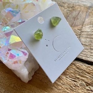 Raw Peridot Gemstone stud earrings. August Birthstone New